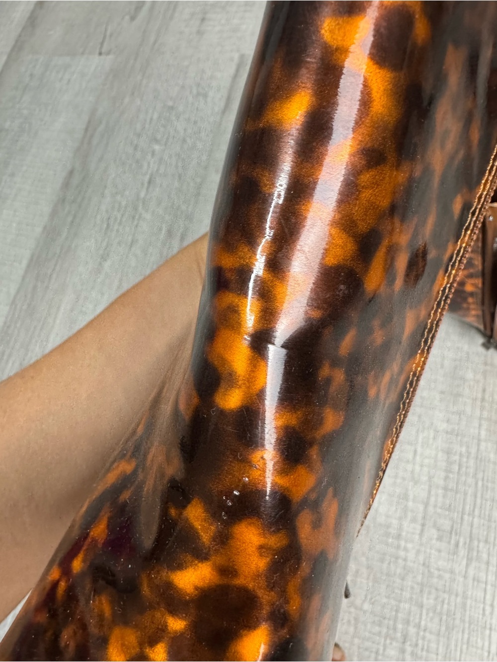 Nasty Gal Tortoiseshell Patent Ankle Boots Block Heel Square Toe Women’s US 9 - Picture 15 of 16